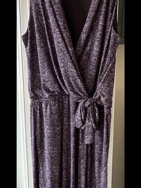 Michael Kors Sleeveless Wrap Maxi Dress in Heathered Plum